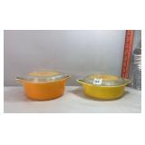 Vtg Pyrex Yellow Sunflower Casserole Dishes