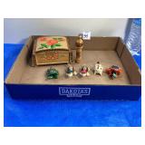 Miniature Mexican Bobbleheads, Wooden Box & Misc