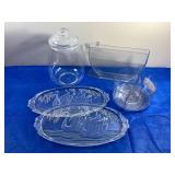 Plastic Cookie Jar, Trays & Revolving Organizer