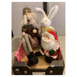 Primitive Shelf Sitter, Santa & Bunny