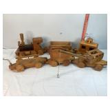 Vintage Wooden Train & Crane