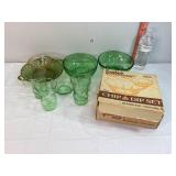 Green & Pink Glassware & Swedish Chip & Dip Set