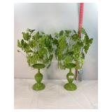 Lime Green Metal Flower Candelabras