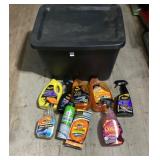 Assorted Car Cleaning Products w/Tote