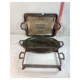 Silverplate Trays & Casserole Dish Holder