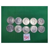 10 - 1970s Kennedy Half Dollars