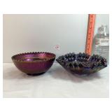 Carnival Glass Amethyst Windmill Pattern Bowls