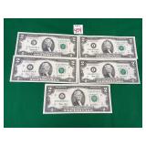 1 - 1995 & 4 - 2003 Series $2 Bills