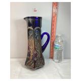 Fenton Blue Carnival Glass Pitcher