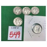 5 Mercury Dimes