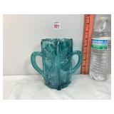Teal Carnival Glass Vase
