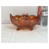 Fenton Marigold 'Two Flowers' Footed Bowl