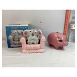 Ceramic Pigs & Kissing Mice Banks