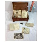 Wooden Box & Vintage Paperwork