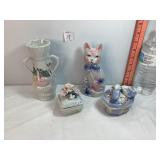 Vtg Iridescent Ceramic Trinkets