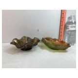 Carnival Glass Iridescent Green Bowls