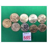 9 Presidential $1 Coins