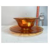 Carnival Glass Marigold Large Bowl & Platter