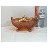 Fenton Marigold 'Two Flowers' Footed Bowl