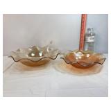 Jeanette Glass Co Marigold Iridescent Ruffle Bowls