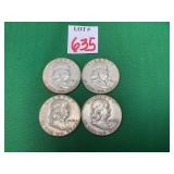 2 - 1951 & 2 - 1952 Franklin Half Dollars