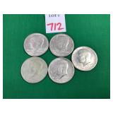 5 - 1971 Kennedy Half Dollars