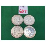 2 - 1948 & 2 - 1949 Franklin Half Dollars