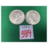 2 -1964 Kennedy Half Dollars