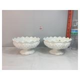Fenton Hobnail Milk Glass Candleholders