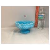 Fenton Blue Hobnail Candle Bowl