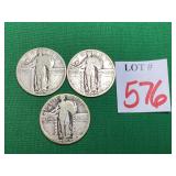 3 Standing Liberty Quarters
