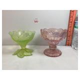 Opalescent Pink & Green Bowls