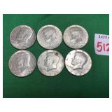 6 - 1968 & 1969 Kennedy Half Dollars