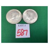 2 -1964 Kennedy Half Dollars