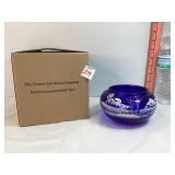 Fenton Cobalt Blue Signed Hand Painted Bowl