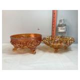 Carnival Glass Marigold Open Rose Footed Bowls