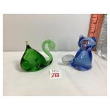 Glass Swan & Cat Figurines