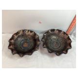 Amethyst Carnival Glass Persian Medallion Bowls