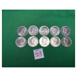 10 - 1972 Kennedy Half Dollars