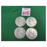 4 - 1949 Franklin Half Dollars