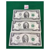 1 - 1995 & 2 - 2009 Series $2 Bills