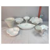 Milk Glass Hobnail Bowls & Trays