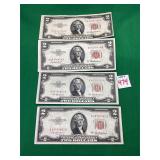 4 - 1953A Series $2 Red Certificates