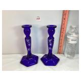 Fenton Cobalt Blue Candle Stick Holders