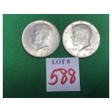 2 -1964 Kennedy Half Dollars