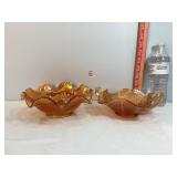 Marigold Carnival Glass Iridescent Bowls