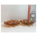 Carnival Glass Marigold Dugan Wind Flower Bowls