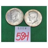 1 - 1966 & 1 -1968 Kennedy Half Dollars