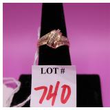 10k Gold Ring w/Approx 1c Diamonds Sz 7