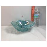 Iridescent Blue Carnival Glass Bowl